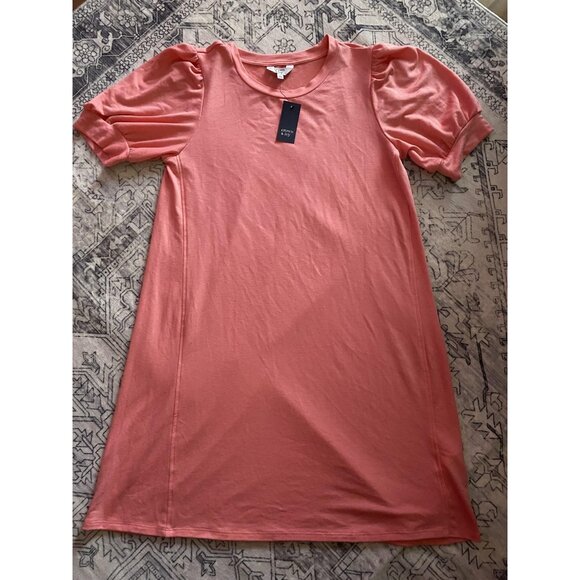 crown & ivy Dresses & Skirts - Crown & Ivy Dress Womens Large Coral Puff Sleeve Lounge T Shirt Poshcoral Casual